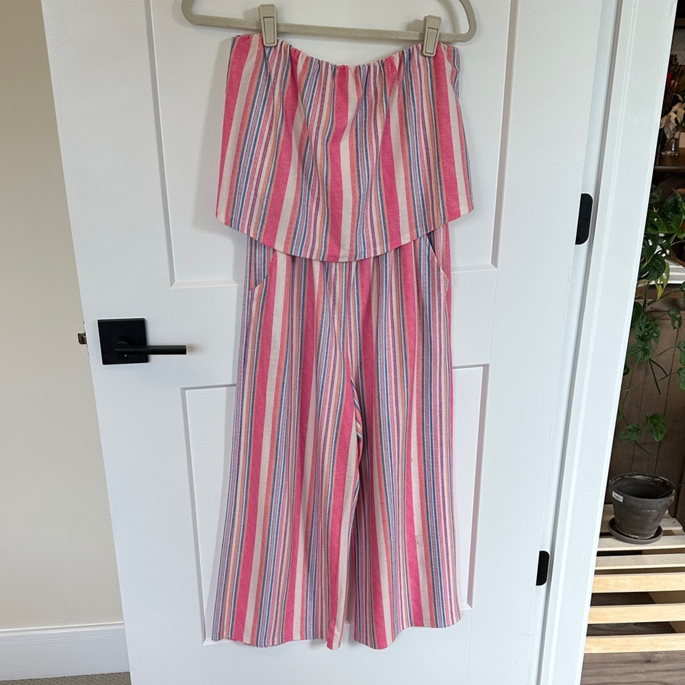 Striped Pink and Blue Jumpsuit